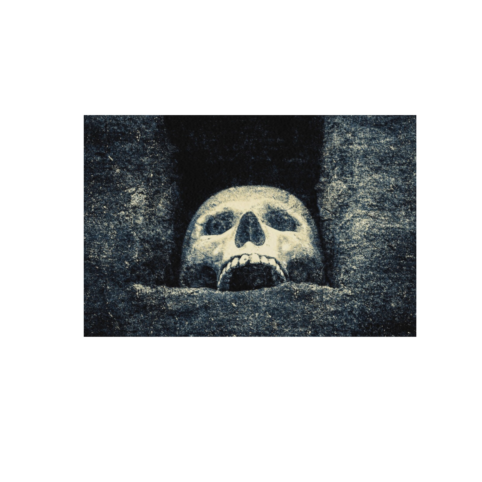 White Human Skull In A Pagan Shrine Halloween Cool Frame Canvas Print 48"x32"