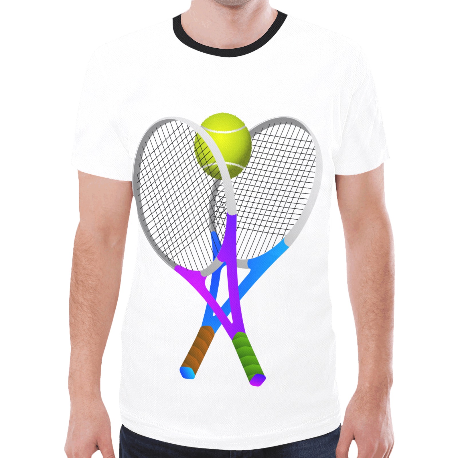 Tennis Rackets and Ball New All Over Print T-shirt for Men (Model T45)