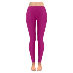 solid red Women's Low Rise Leggings (Invisible Stitch) (Model L05)