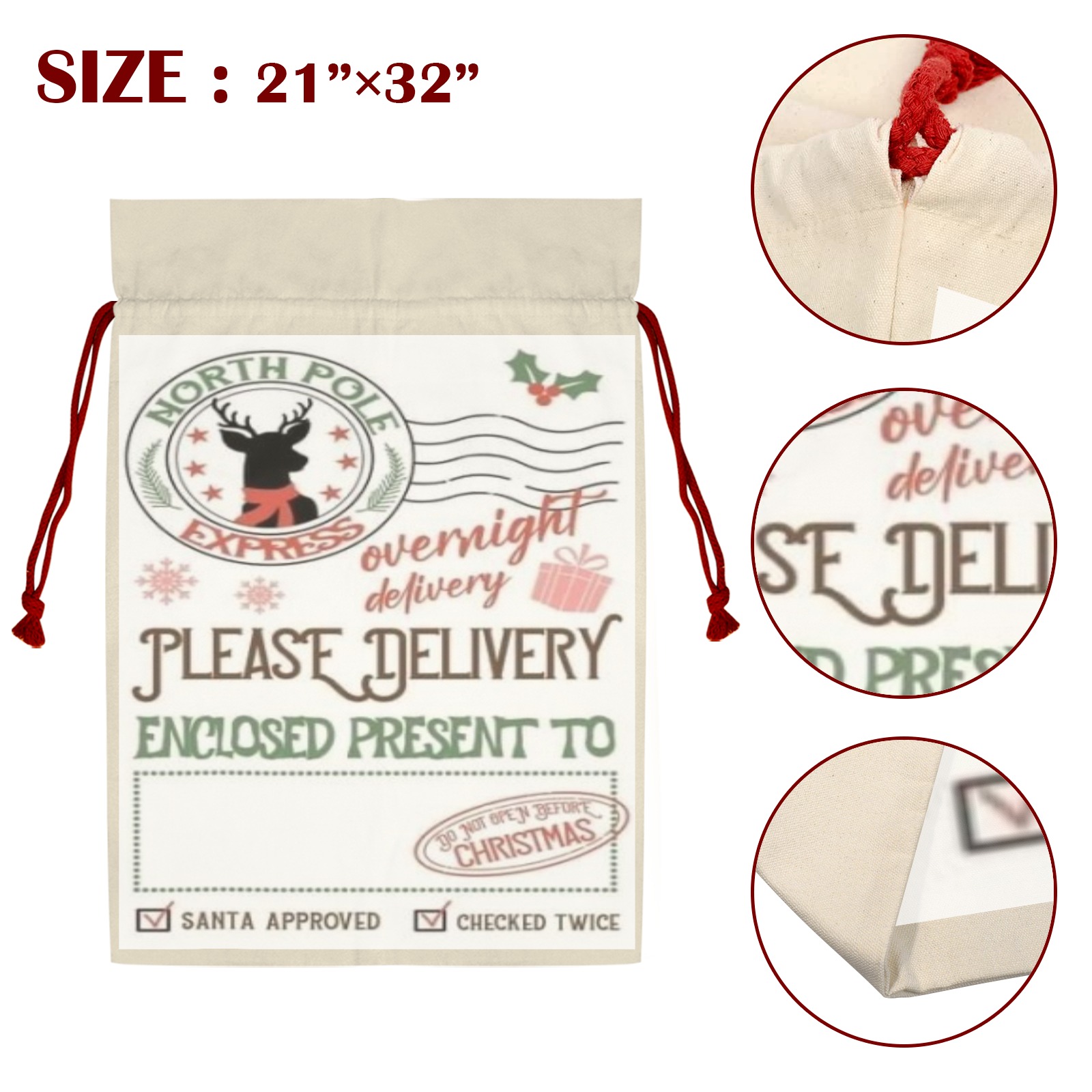Santa Bag Special Delivey Santa Claus Drawstring Bag 21"x32" (One-Sided Printing)