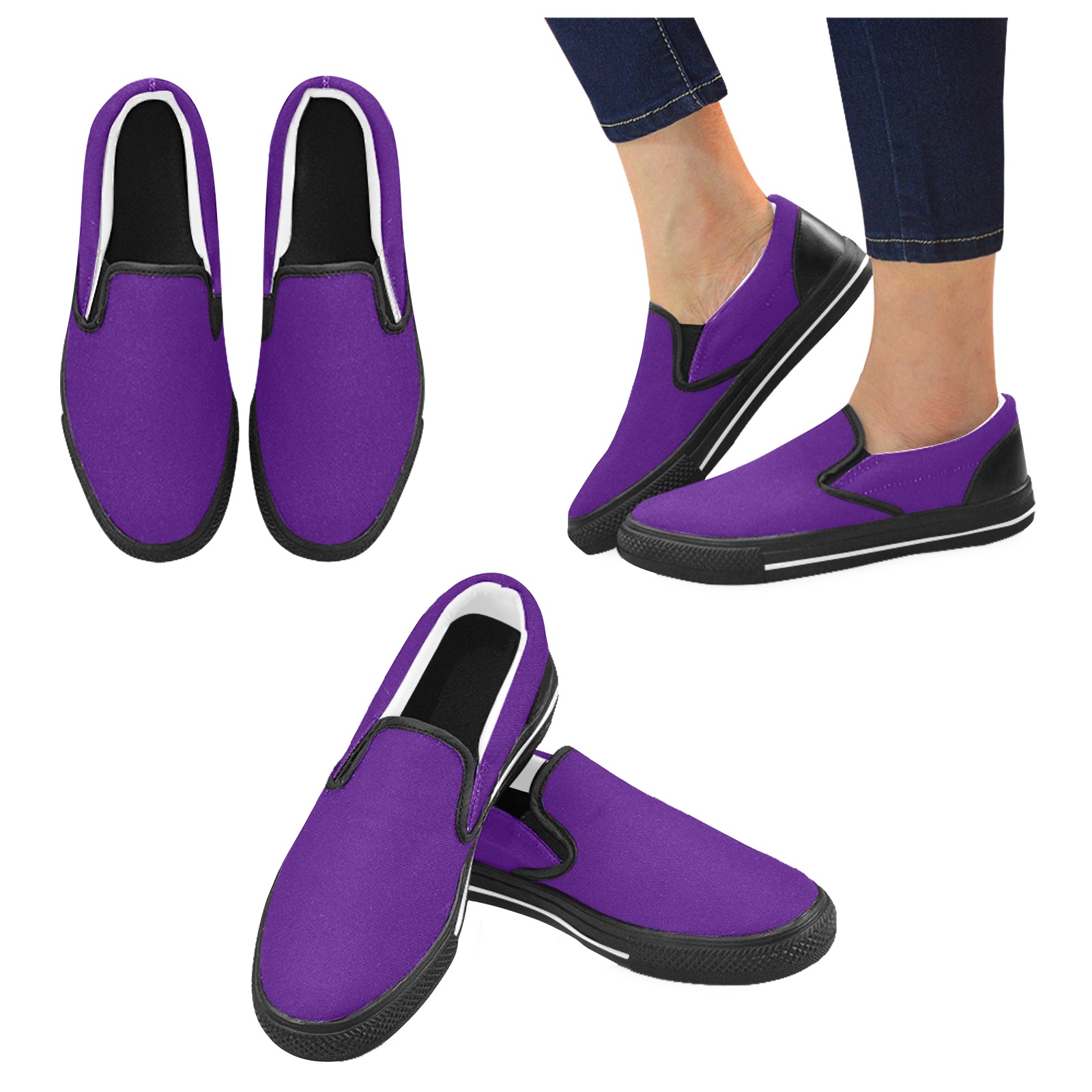 color indigo Men's Slip-on Canvas Shoes (Model 019)