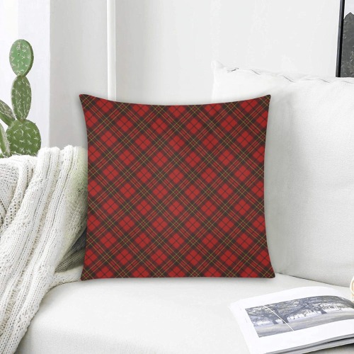 Red tartan plaid winter Christmas pattern holidays Custom Zippered Pillow Cases 16"x16" (Two Sides)