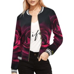 Roses All Over Print Bomber Jacket for Women (Model H21)