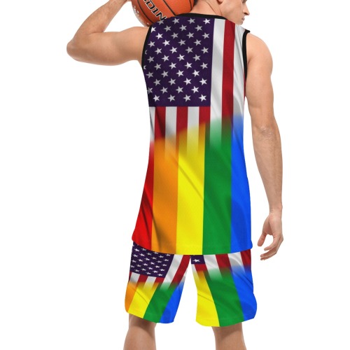 USA Pride Flag Pop Art by Nico Bielow Basketball Uniform with Pocket