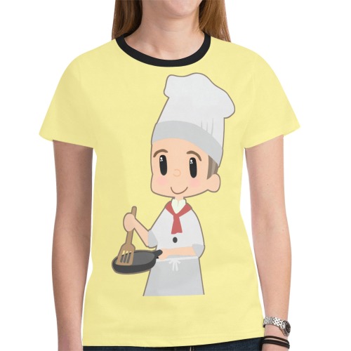 Little Boy Chef on Yellow New All Over Print T-shirt for Women (Model T45)