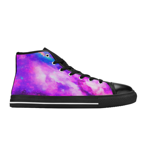 Watercolor Universe Galaxy Space Painting Men’s Classic High Top Canvas Shoes (Model 017)