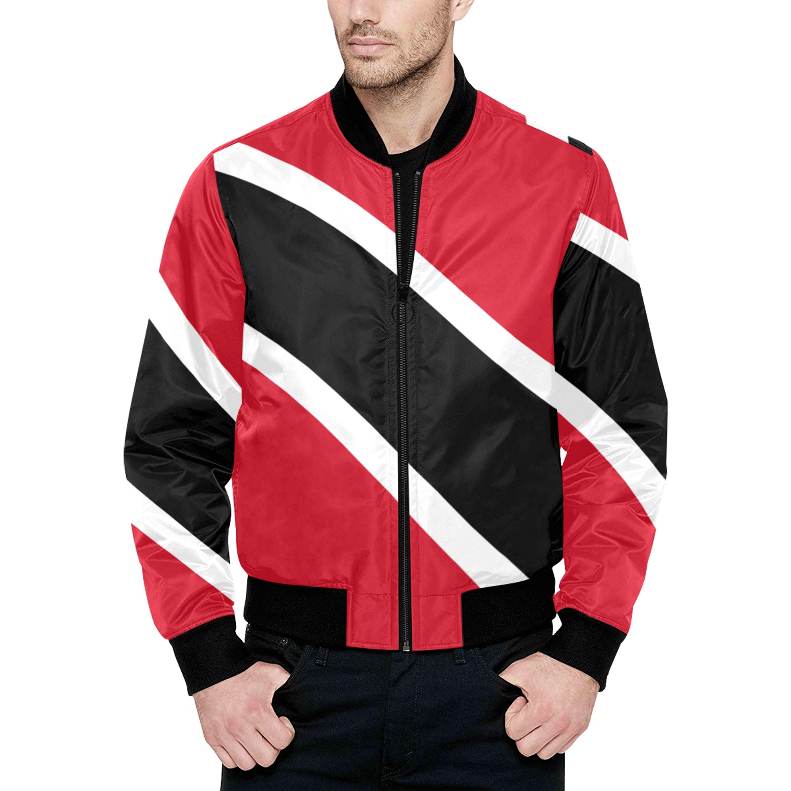 Flag_of_Trinidad_and_Tobago.svg All Over Print Quilted Bomber Jacket