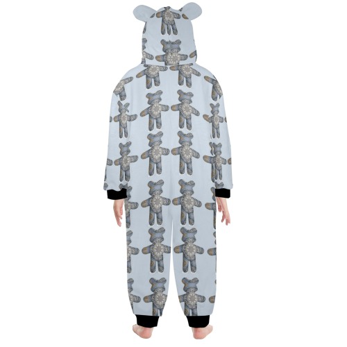 nounours 3 j One-Piece Zip Up Hooded Pajamas for Big Kids