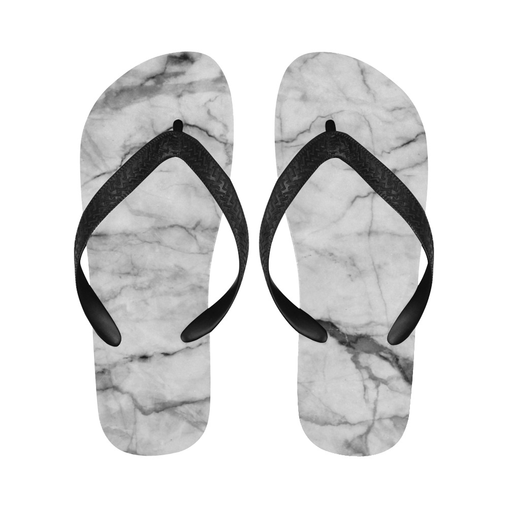 White gray marble texture Flip Flops for Men/Women (Model 040)