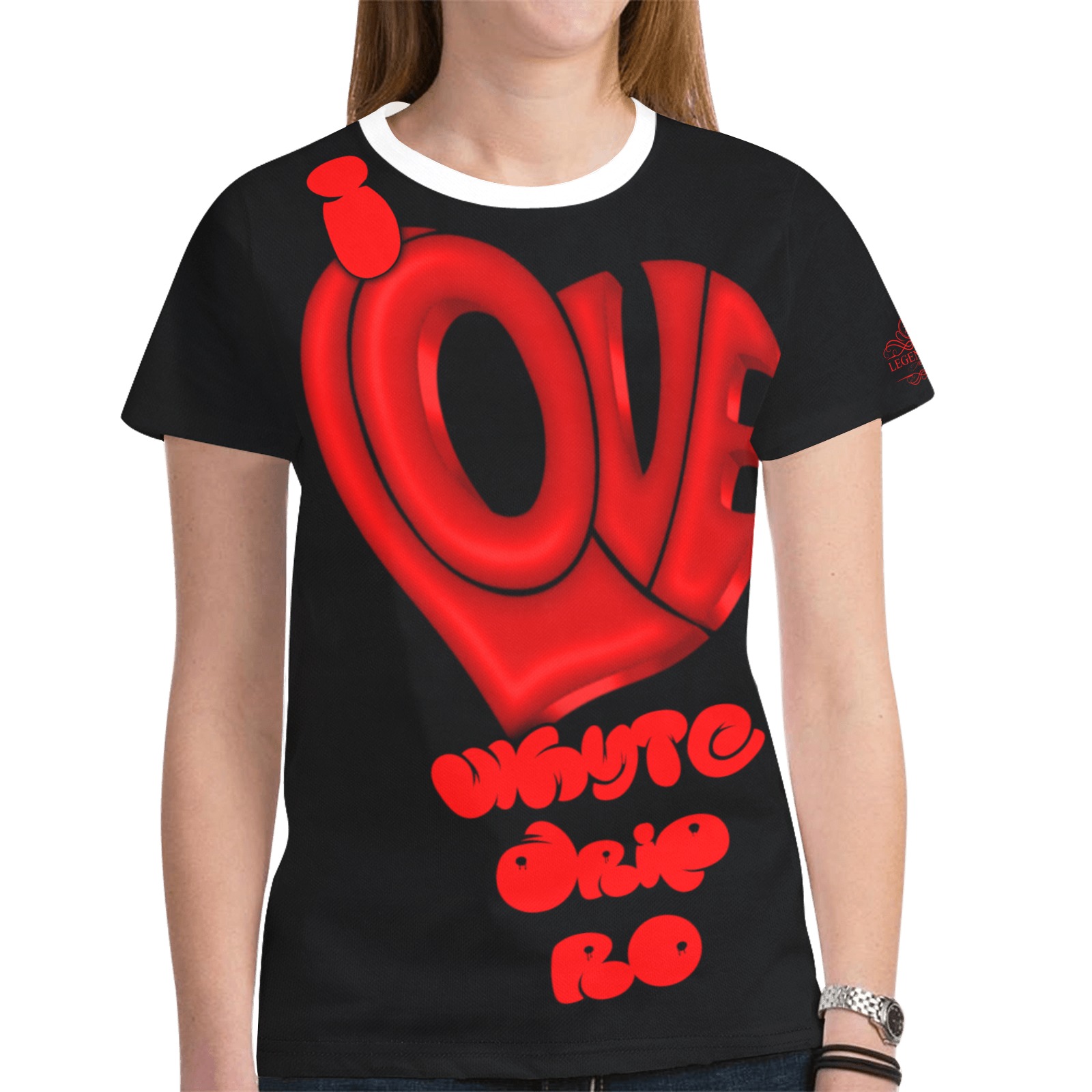 Womans I Love WDR B/R New All Over Print T-shirt for Women (Model T45)