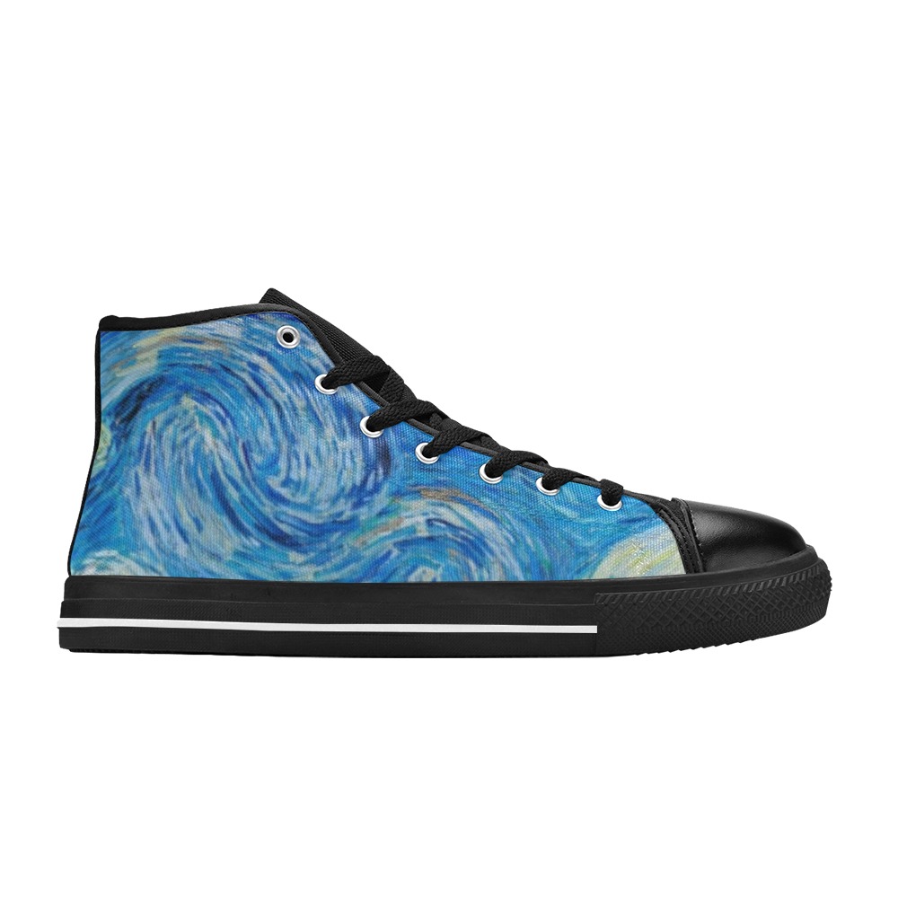 Starry Night Women's Classic High Top Canvas Shoes (Model 017)