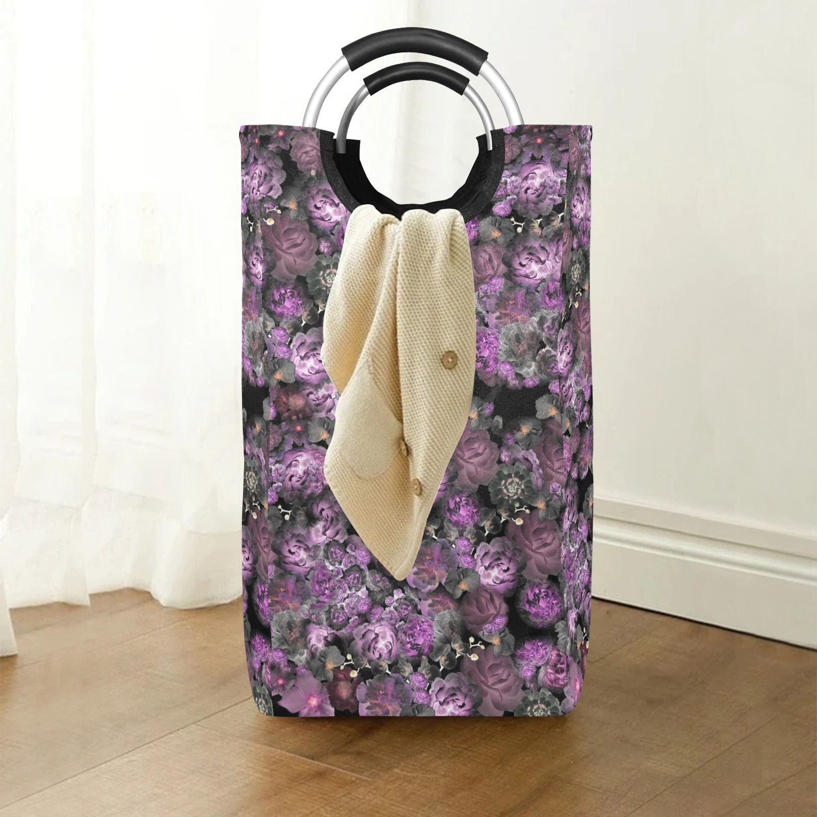 peonies dark purple Square Laundry Bag