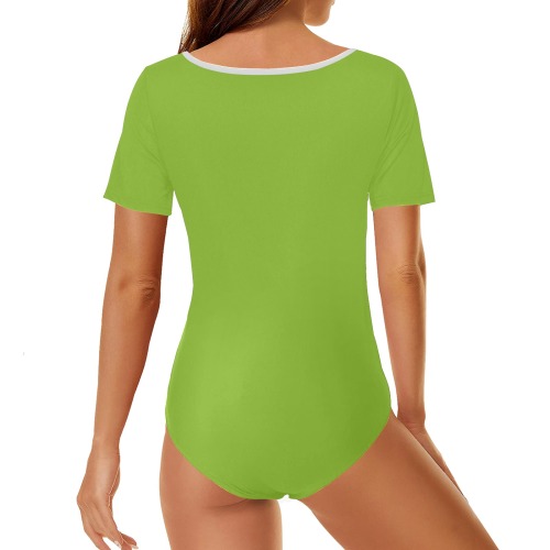 color yellow green Women's Short Sleeve Bodysuit