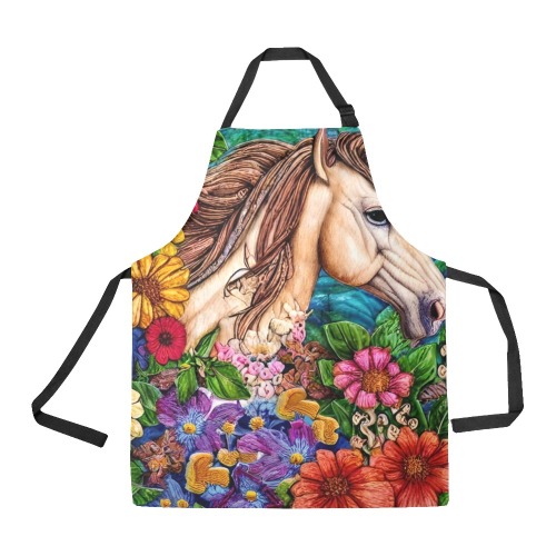 Boho Simulated Quilt Horse Artwork All Over Print Apron