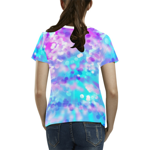 Purple And Blue Bokeh 7518 All Over Print T-Shirt for Women (USA Size) (Model T40)