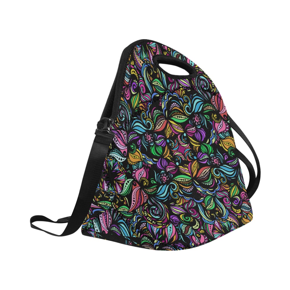 Whimsical Blooms Neoprene Lunch Bag/Large (Model 1669)