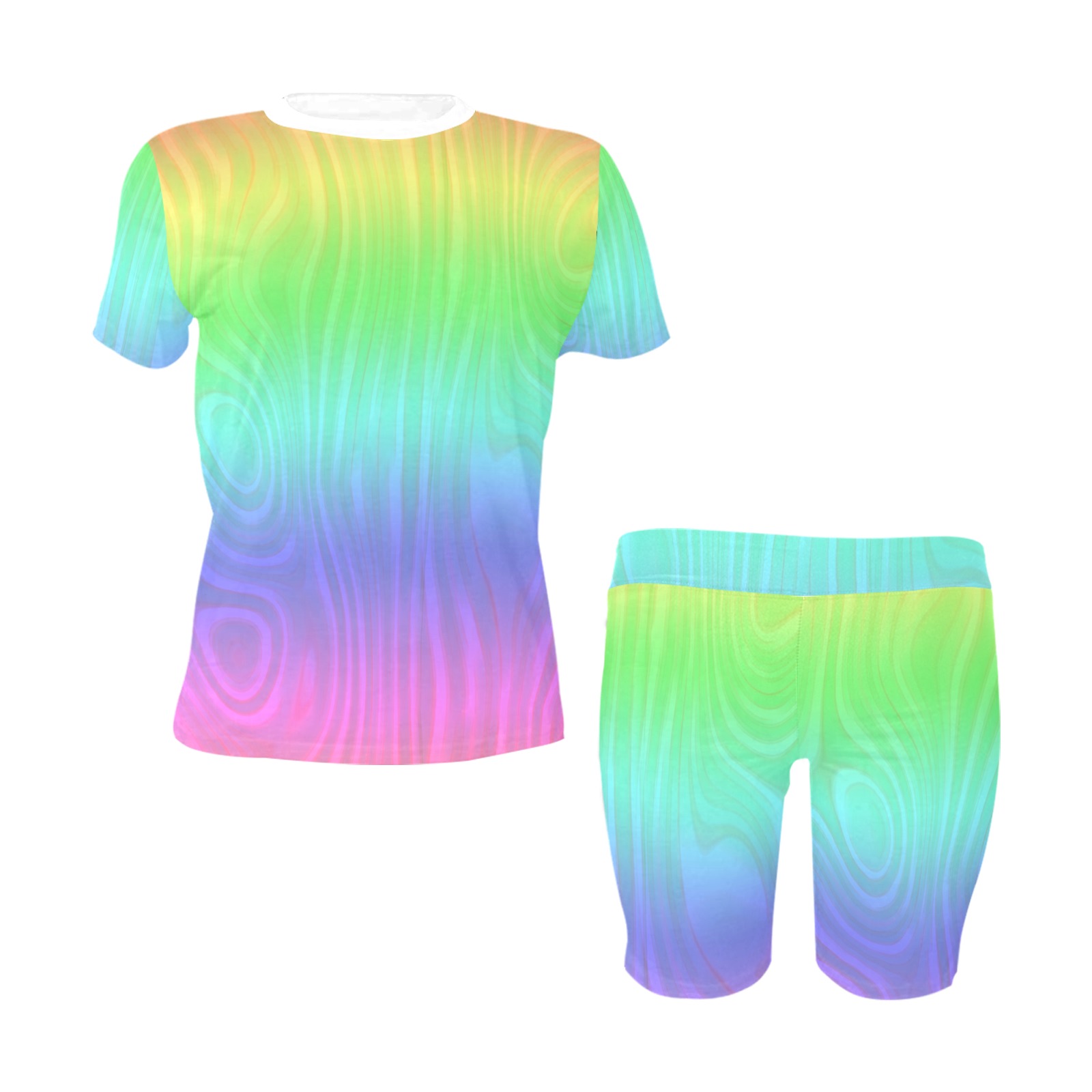 Groovy Pastel Rainbow Women's Short Yoga Set