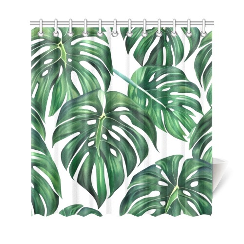 Monstera Leaves Pattern Shower Curtain 69"x72"