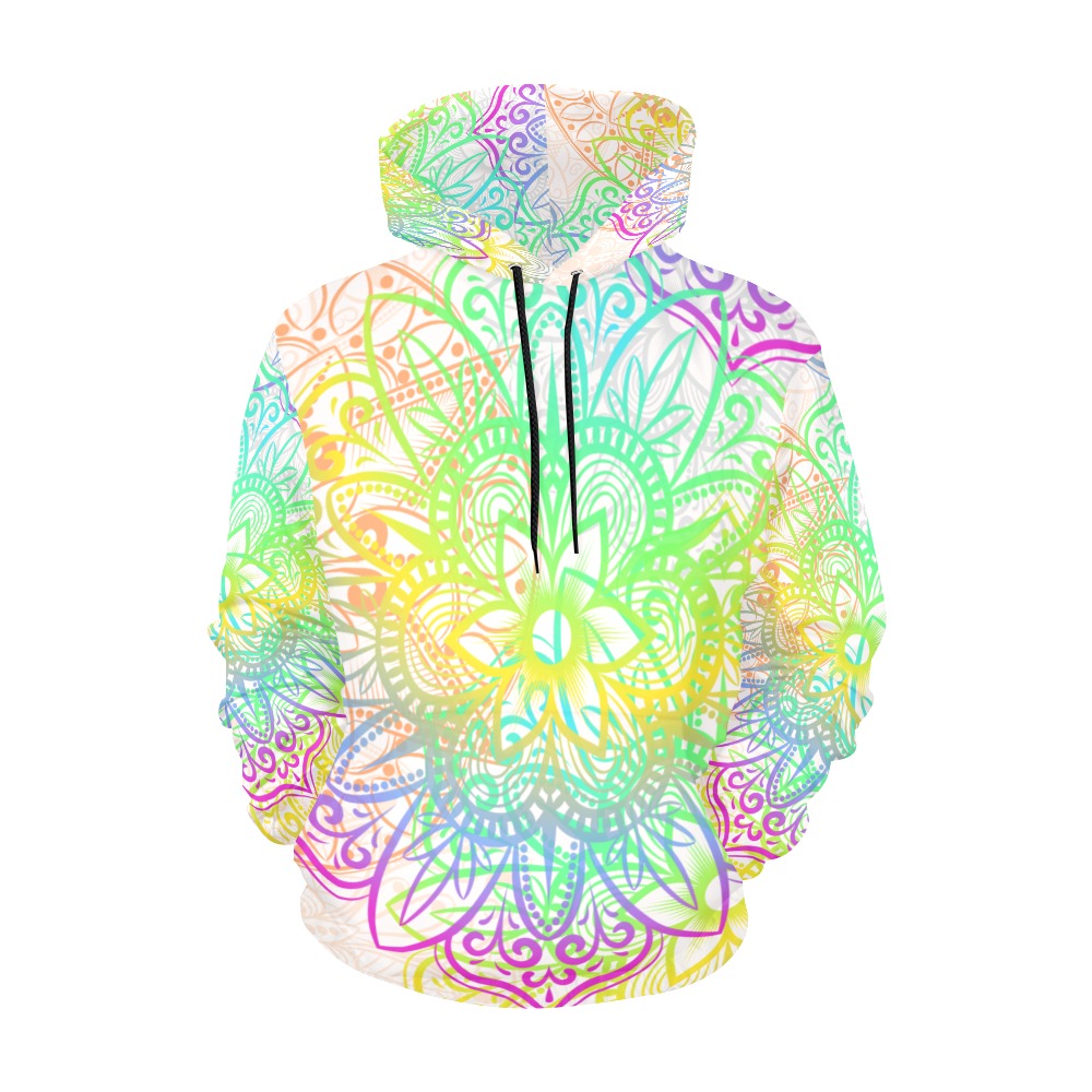 Rainbow Colored Mandala All Over Print Hoodie for Women (USA Size) (Model H13)