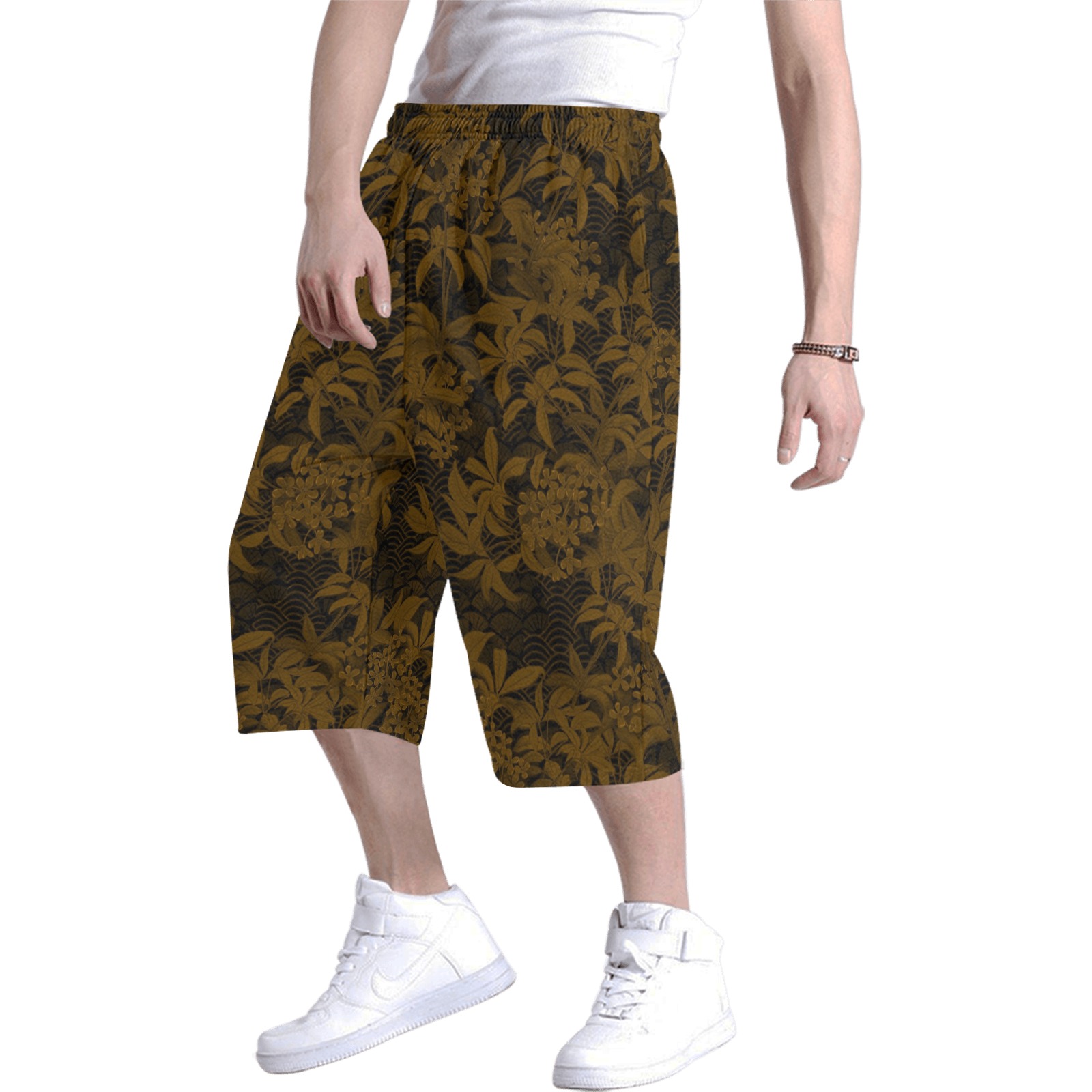 Kinmo Gold Men's All Over Print Baggy Shorts (Model L37)