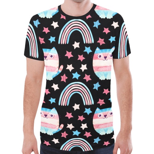 Trans Cats Stars and rainbows shirt New All Over Print T-shirt for Men (Model T45)