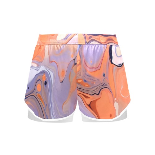 Paint-colorful-background-purple-orange_052 Women's Sports Shorts with Compression Liner (Model L63)