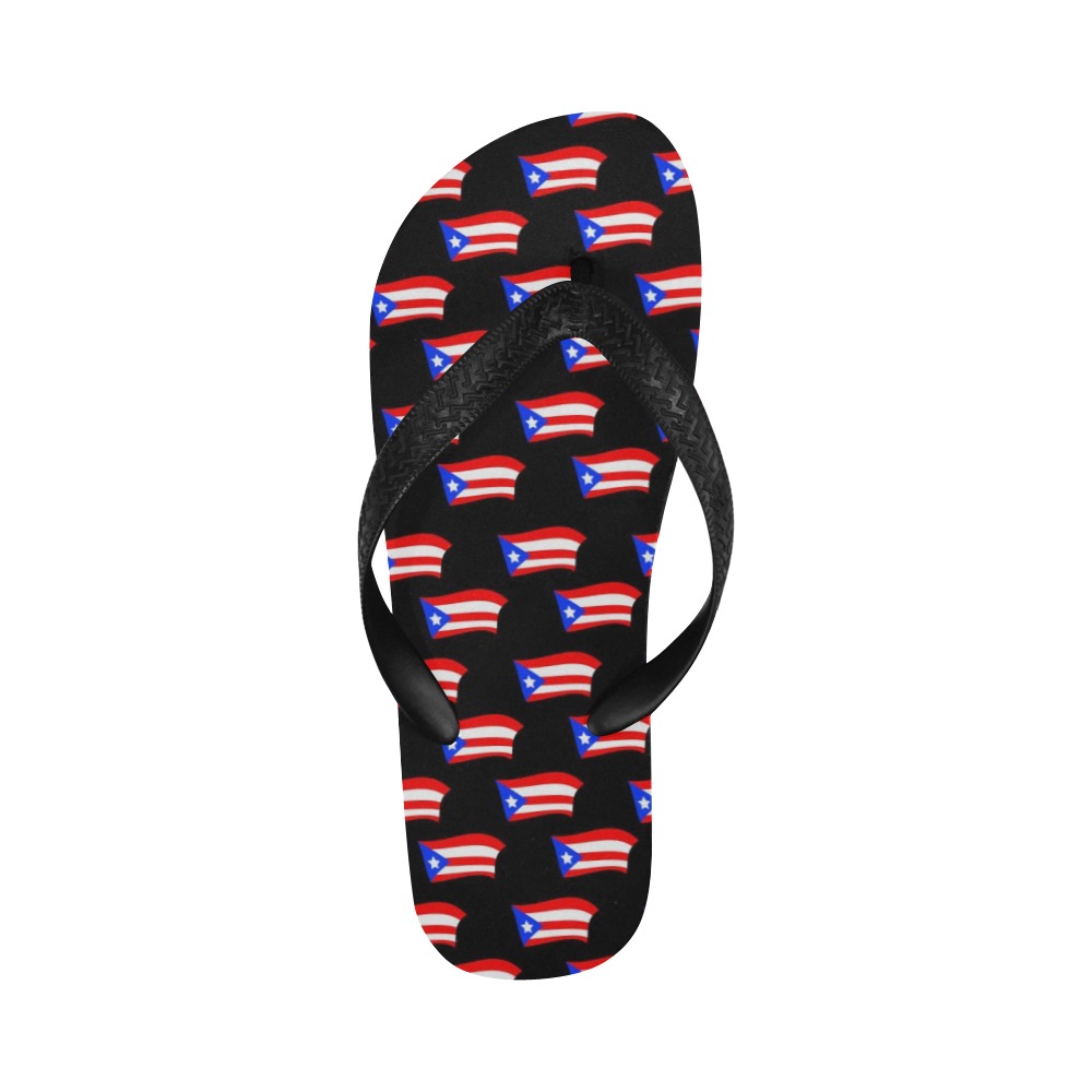 Puerto Rican Flags Black Flip Flops for Men/Women (Model 040)