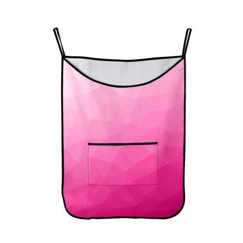 Hot pink gradient geometric mesh pattern Hanging Laundry Bag