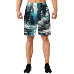 Painted City Winter Scene 1006 All Over Print Basketball Shorts