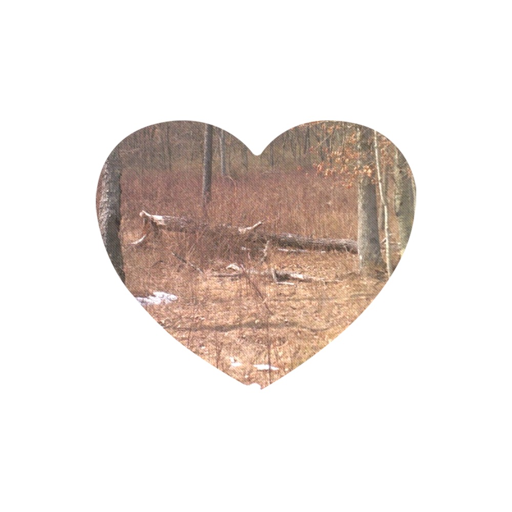 Falling tree in the woods Heart-shaped Mousepad