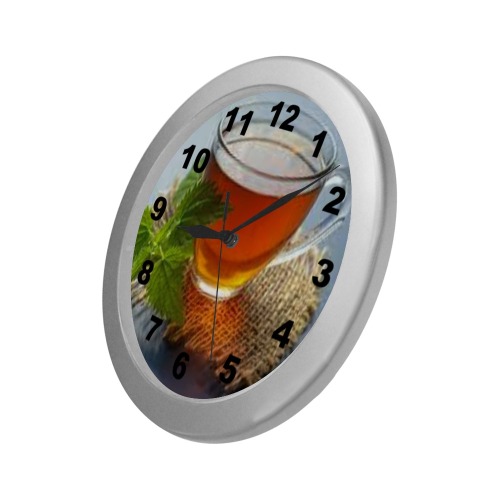 Tea Silver Color Wall Clock