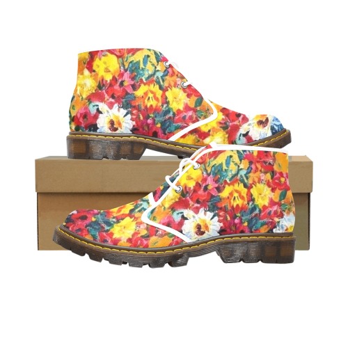 Fall Floral Bouquet Women's Canvas Chukka Boots (Model 2402-1)