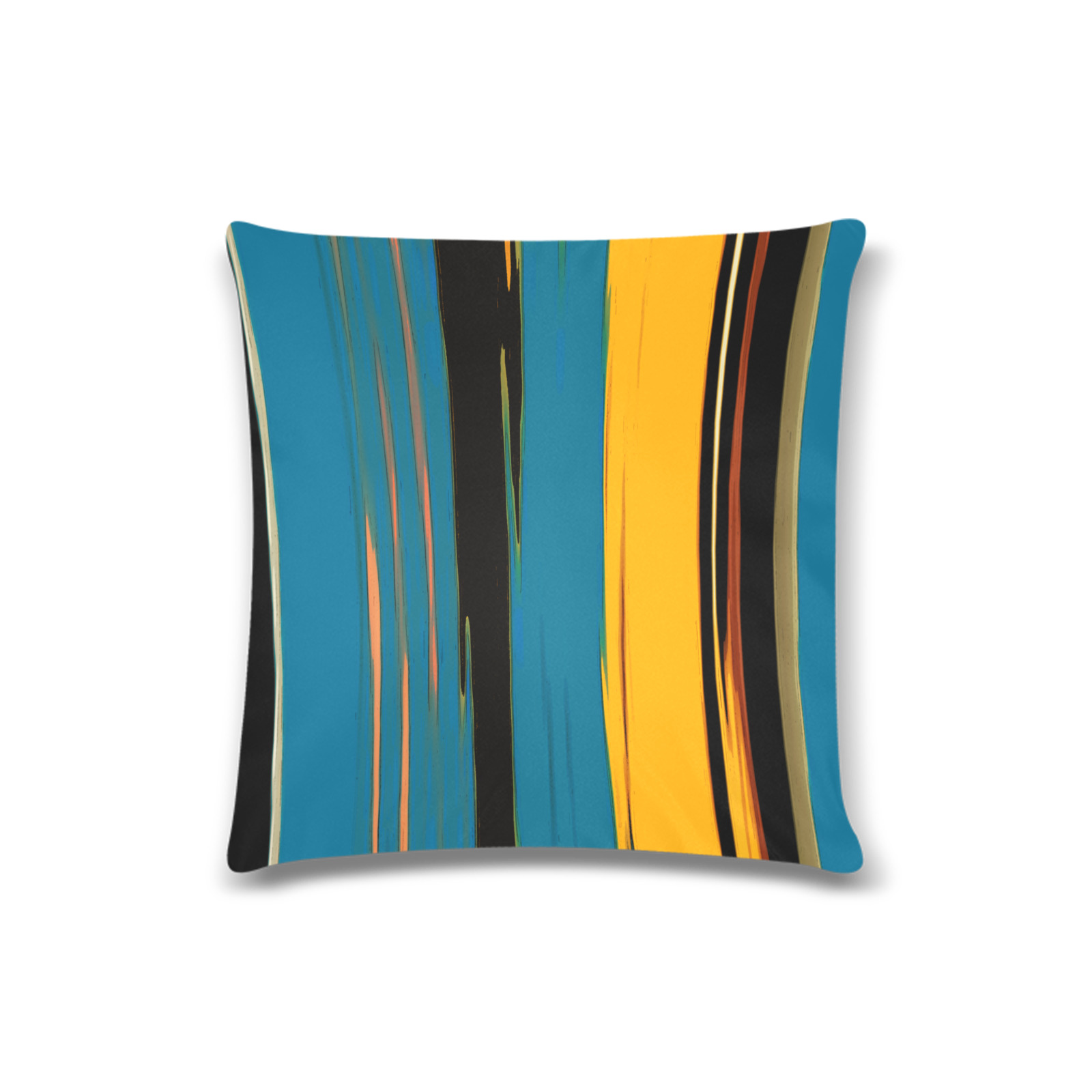 Black Turquoise And Orange Go! Abstract Art Custom Zippered Pillow Case 16"x16"(Twin Sides)