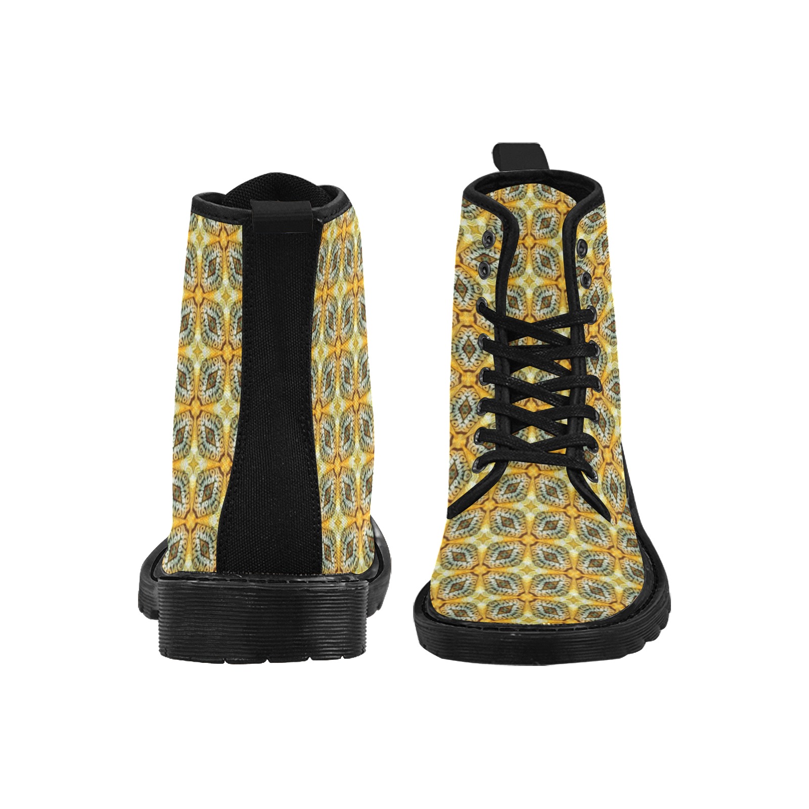 Earthy Rhombuses Martin Boots for Women (Black) (Model 1203H)