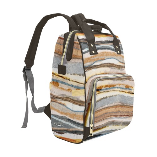 Abstract Agate Stripe Multi-Function Diaper Backpack/Diaper Bag (Model 1688)