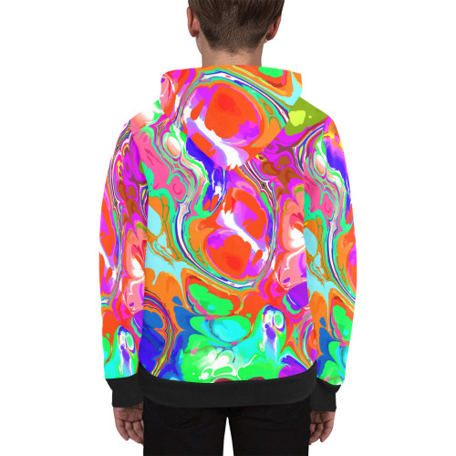 Psychedelic Abstract Marble Artistic Dynamic Paint Art Kids' All Over Print Full Zip Hoodie (Model H39)