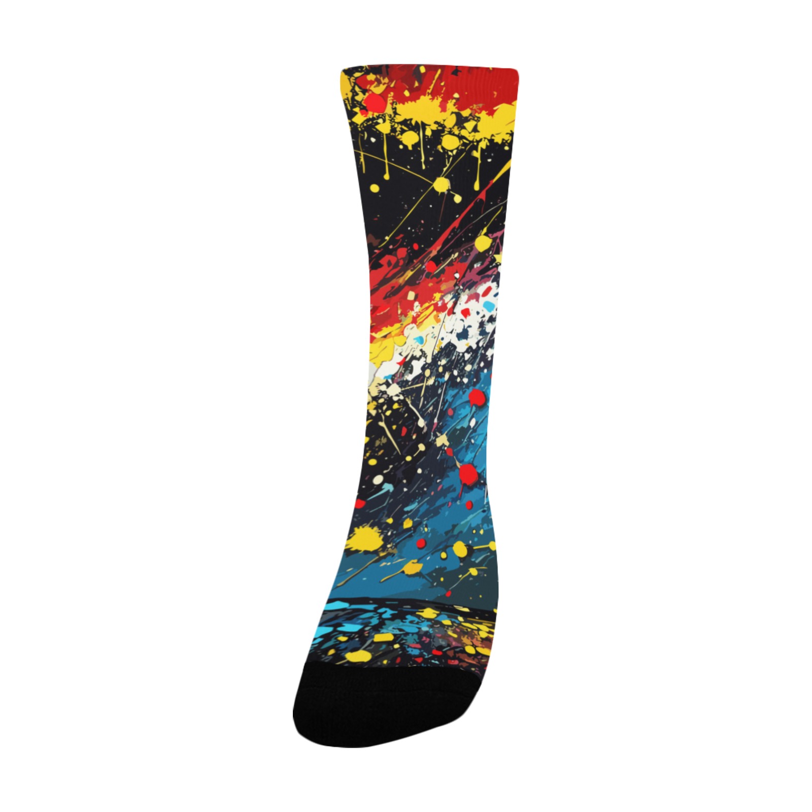 Abstract art of red, black, yellow, blue colors Custom Socks for Women