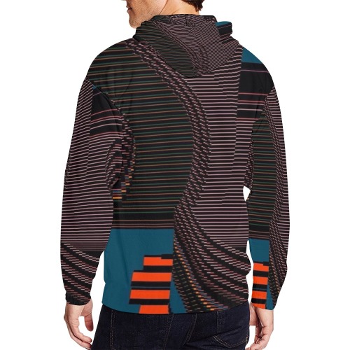 Graphic waves All Over Print Full Zip Hoodie for Men (Model H14)