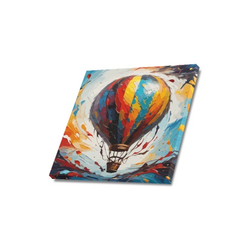 Fantasy hot air balloon in flight colorful art. Upgraded Canvas Print 16"x16"