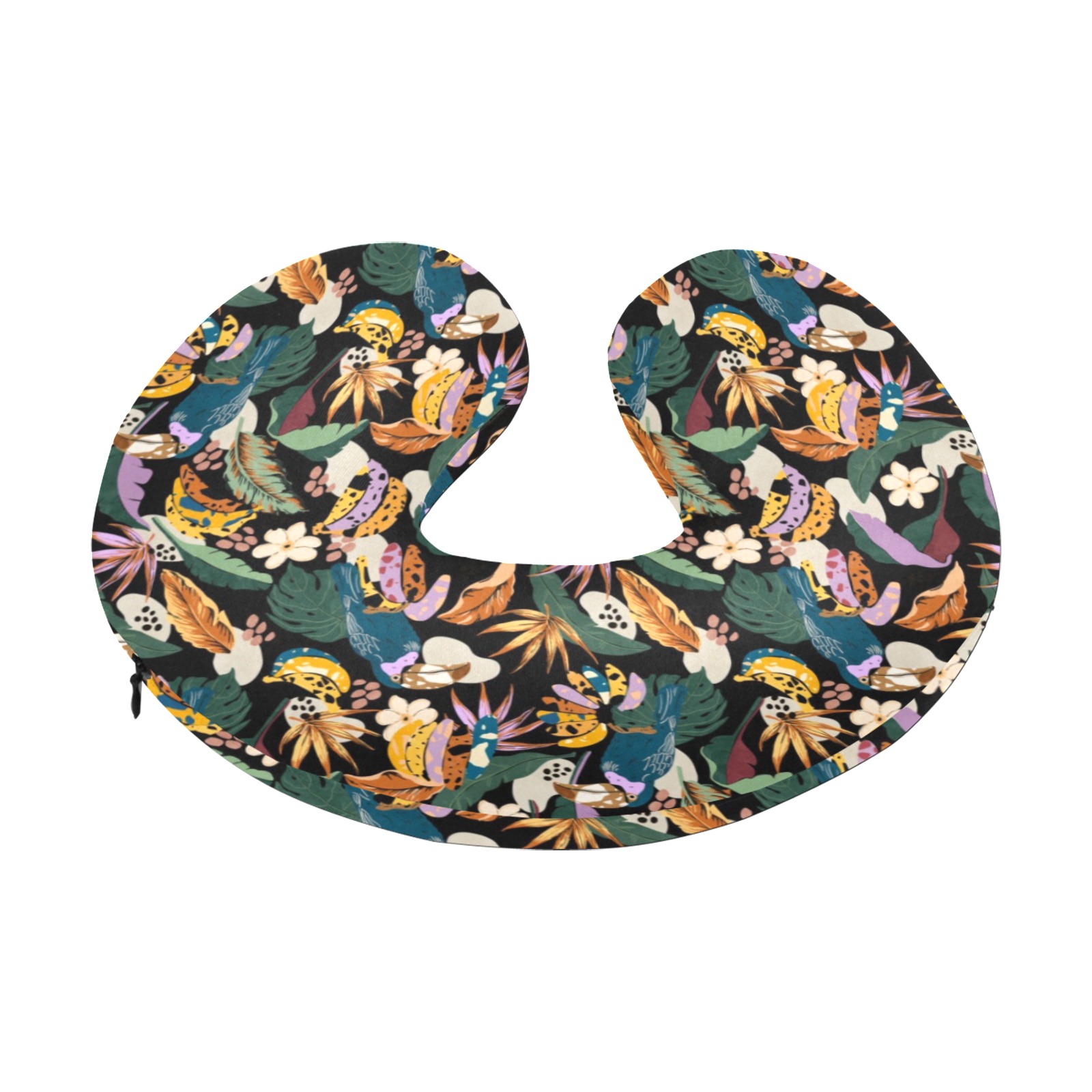 Toucans in the modern colorful dark jungle 2 U-Shape Travel Pillow