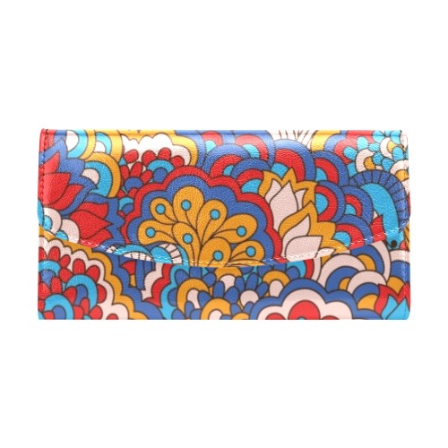 Retro Mod Abstract Floral Women's Flap Wallet (Model 1707)