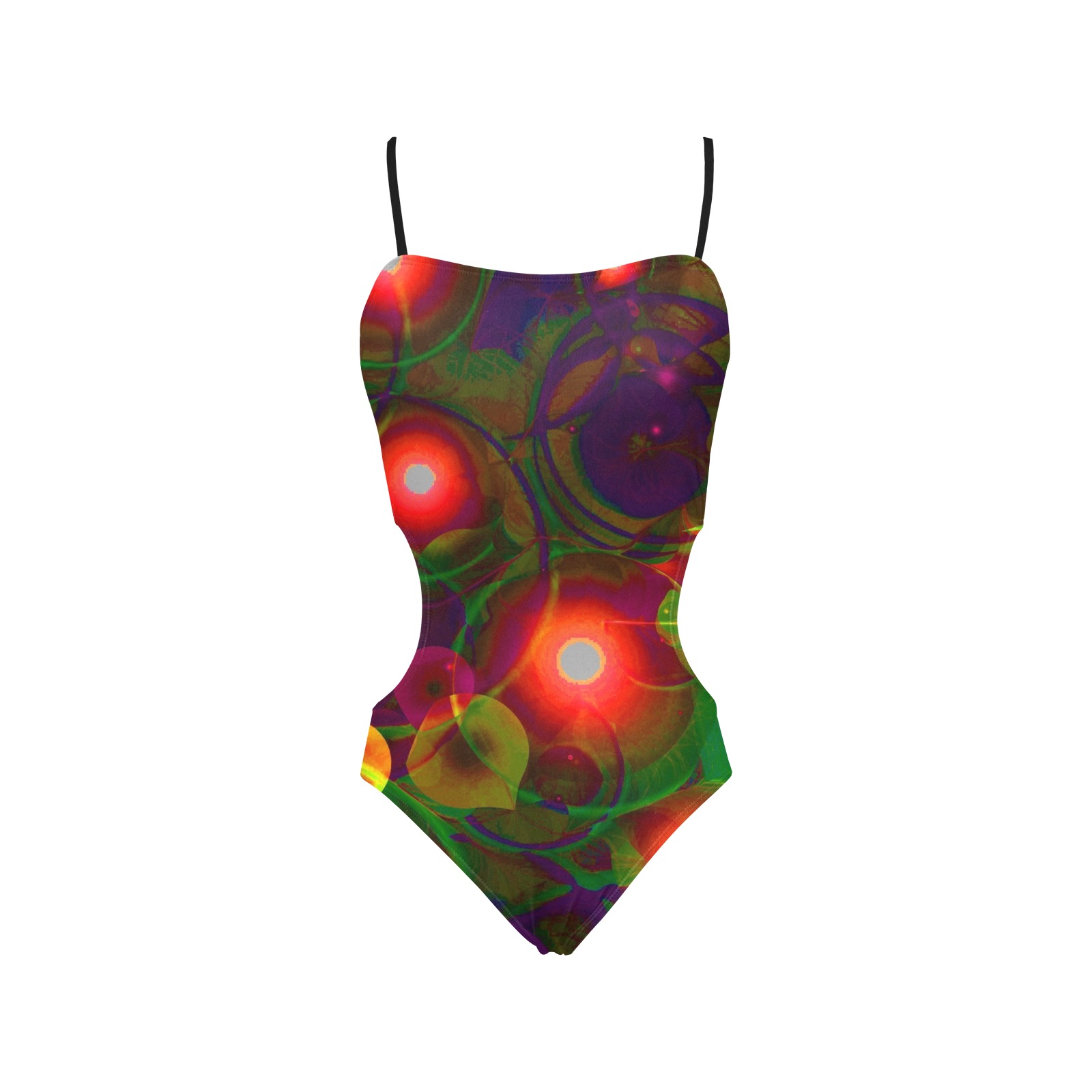 melting bubbles 2a Spaghetti Strap Cut Out Sides Swimsuit (Model S28)