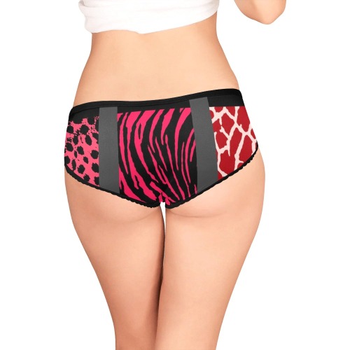 Red Mixed Animal Print Women's All Over Print Girl Briefs (Model L14)