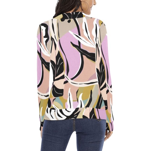 Tropical modern simple graphic Women's All Over Print Mock Neck Sweatshirt (Model H43)