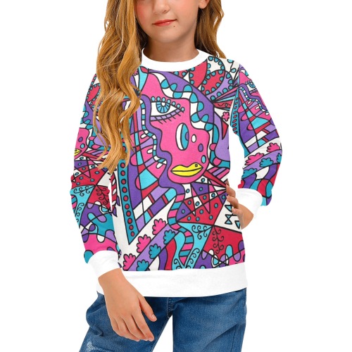 Tickled Girls' All Over Print Crew Neck Sweater (Model H49)