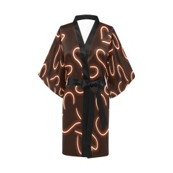 Neon Hearts Red Kimono Robe