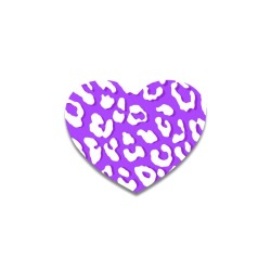 White Leopard Print Purple Heart Coaster