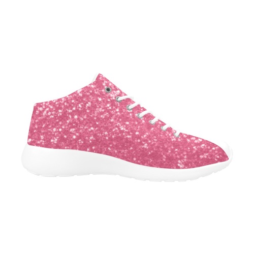 Magenta light pink red faux sparkles glitter Women's Basketball Training Shoes (Model 47502)