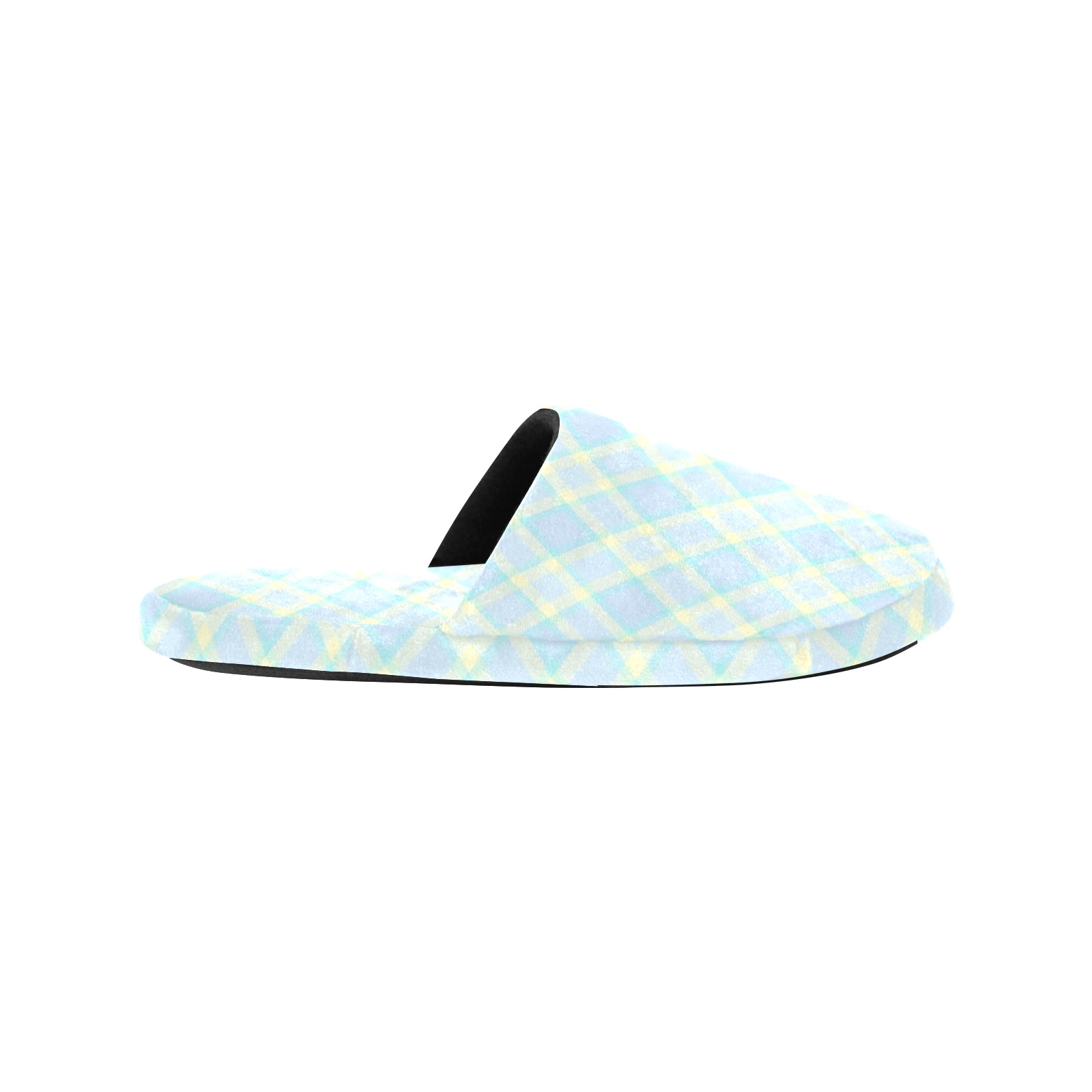 Pastel Baby Boy Plaid Men's Cotton Slippers (Model 0601)