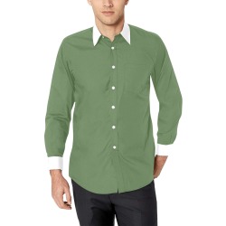 Olive Green Shirt Men's All Over Print Casual Dress Shirt (Model T61)